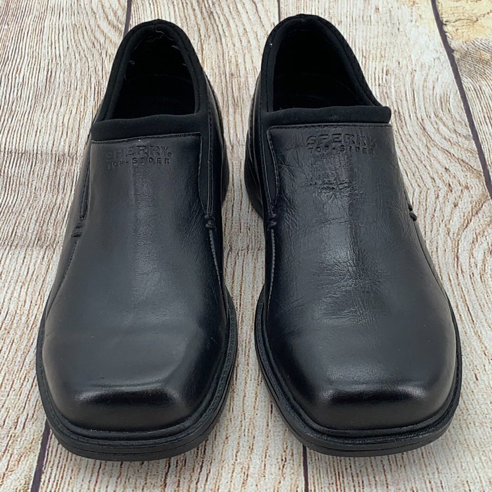 Sperry Top Sider Black Leather Slip On Loafers - Picture 4 of 12
